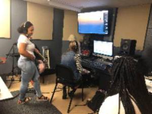 Students in recording studio